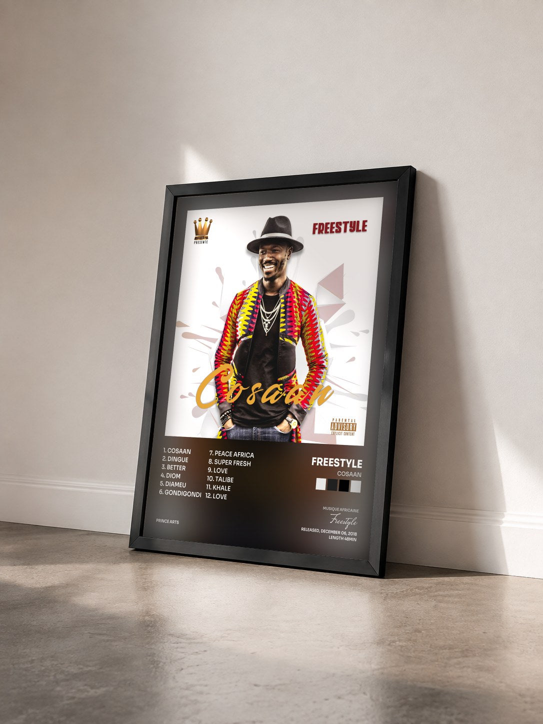 #noir Tableau de l'album Cosaan de Freestyle vu de trois quarts, cadre noir