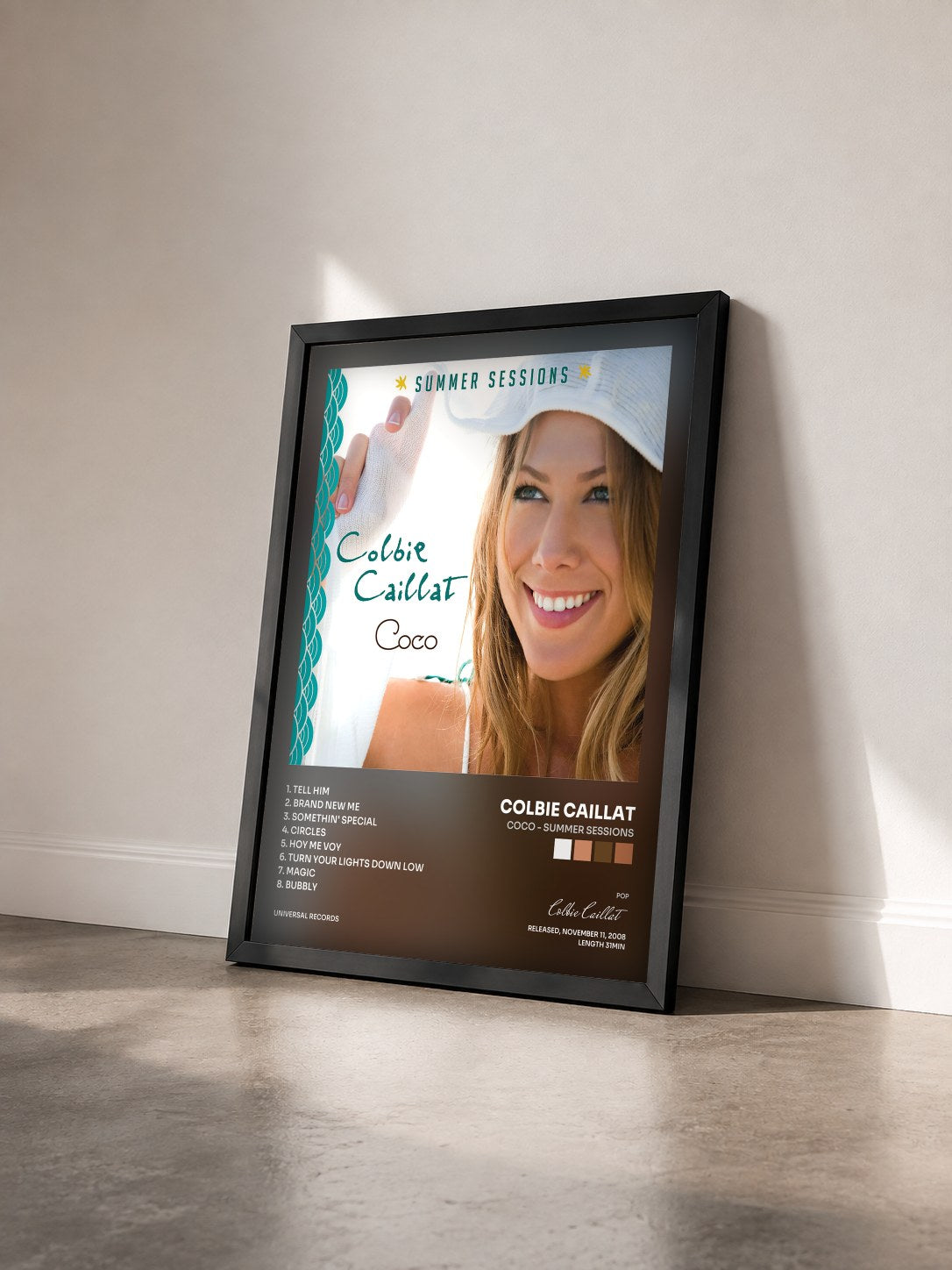 #noir Tableau de l'album Coco - Summer Sessions de Colbie Caillat vu de trois quarts, cadre noir