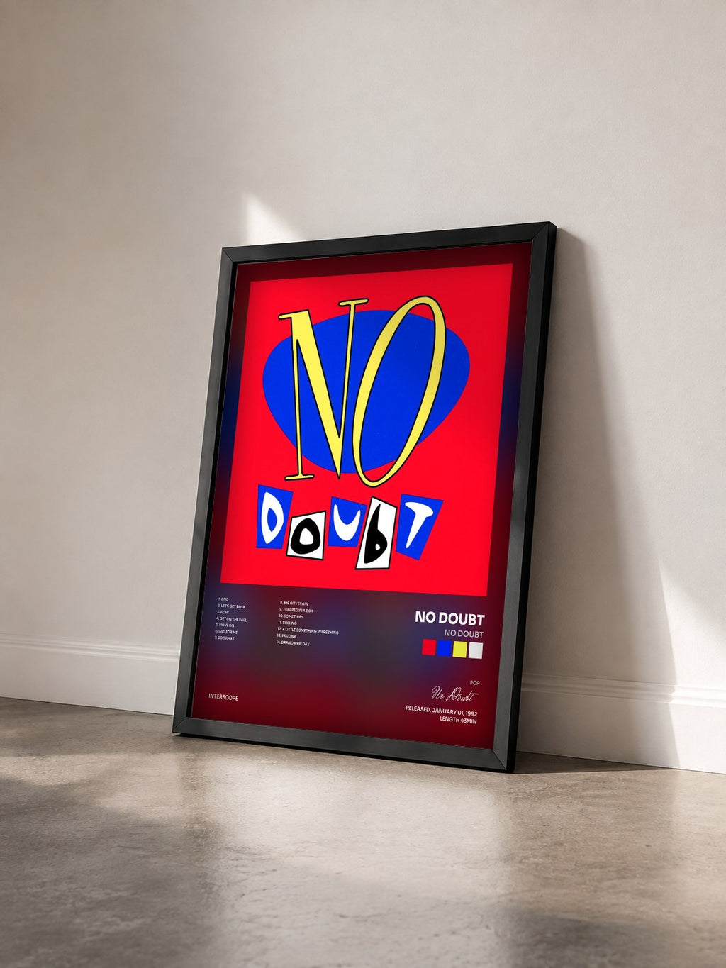 #noir Tableau de l'album No Doubt de No Doubt vu de trois quarts, cadre noir