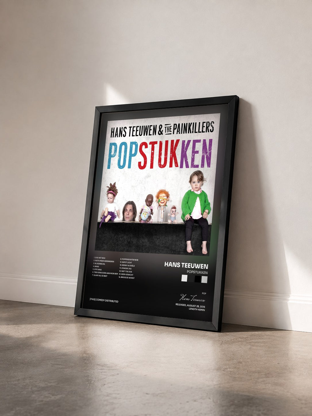 #noir Tableau de l'album Popstukken de Hans Teeuwen vu de trois quarts, cadre noir