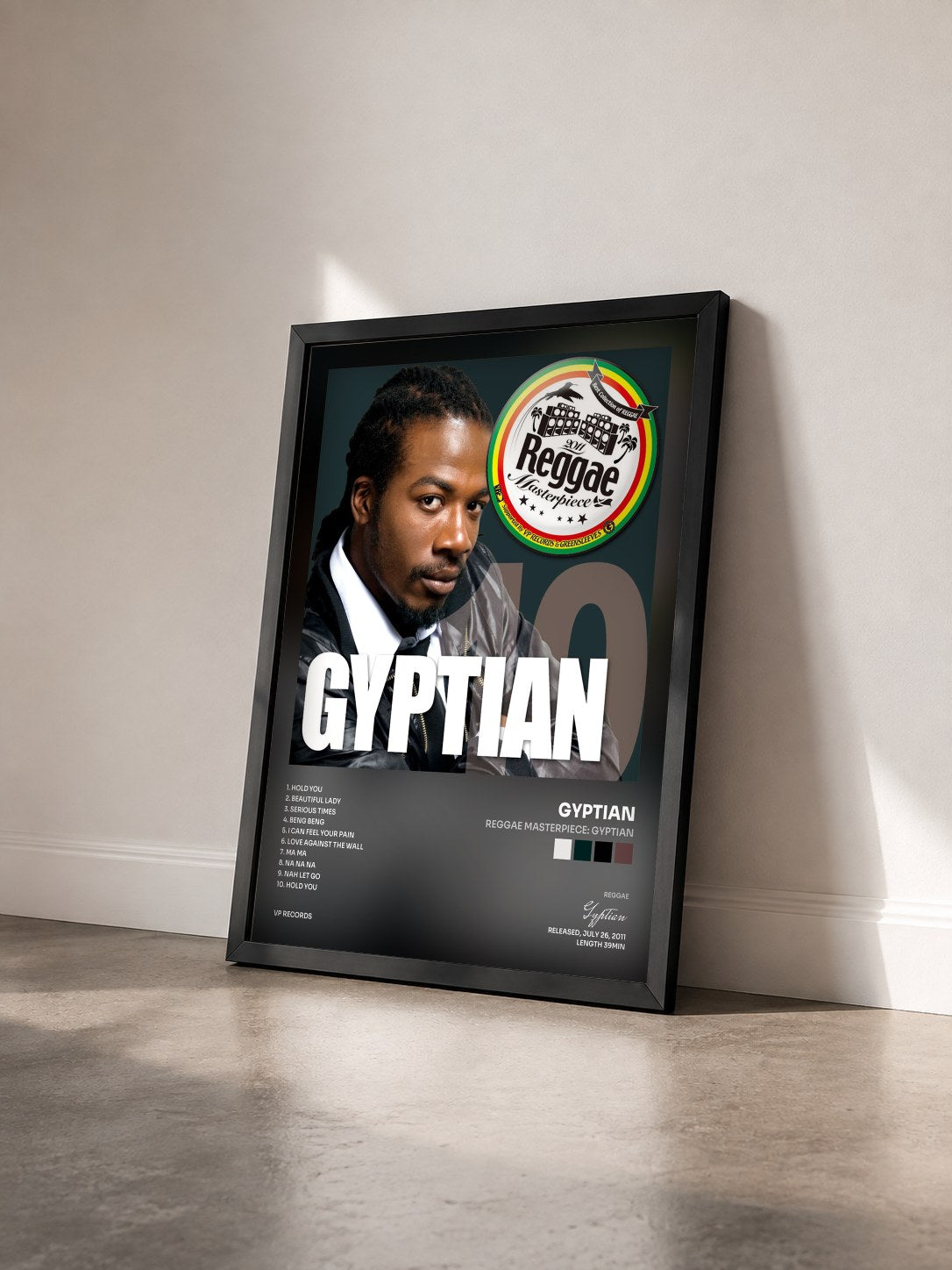#noir Tableau de l'album Reggae Masterpiece: Gyptian de Gyptian vu de trois quarts, cadre noir