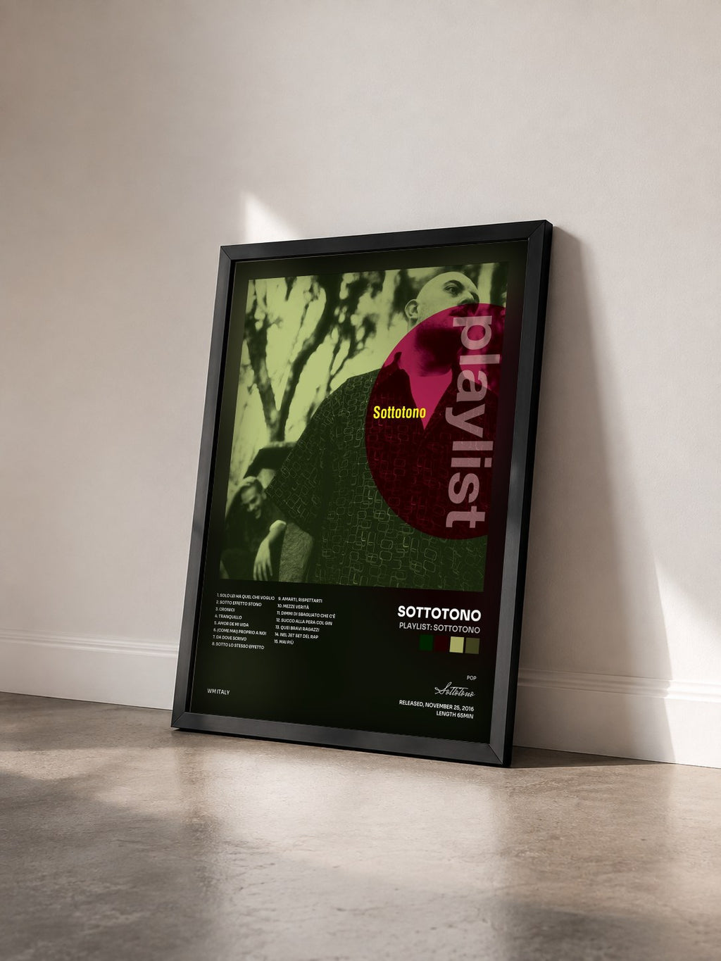 #noir Tableau de l'album Playlist: Sottotono de Sottotono vu de trois quarts, cadre noir