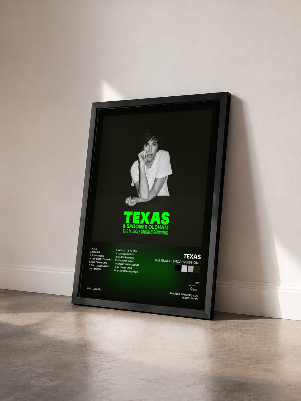 #noir Tableau de l'album The Muscle Shoals Sessions de Texas vu de trois quarts, cadre noir