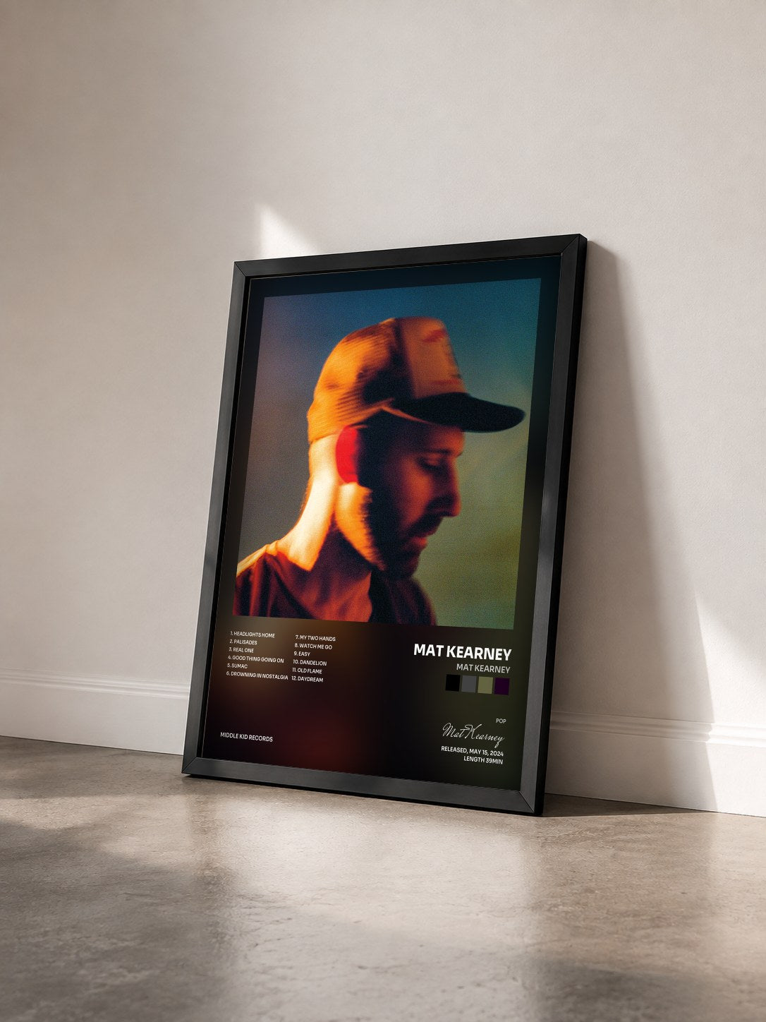 #noir Tableau de l'album Mat Kearney de Mat Kearney vu de trois quarts, cadre noir