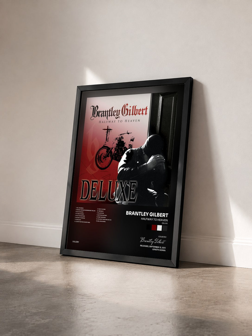 #noir Tableau de l'album Halfway To Heaven (Deluxe) de Brantley Gilbert vu de trois quarts, cadre noir