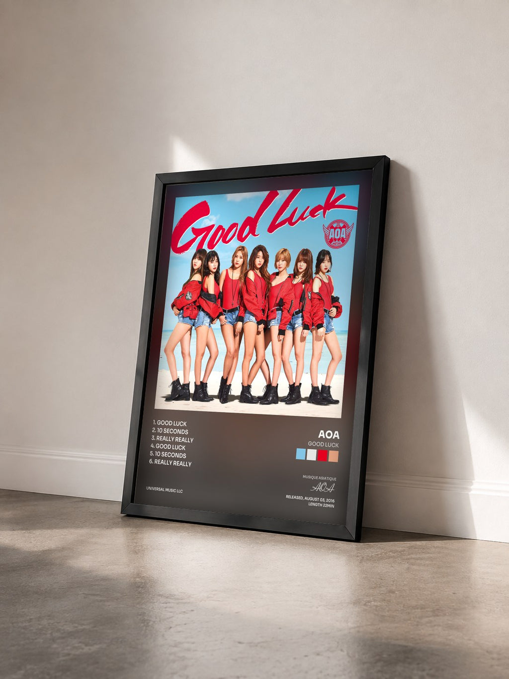 #noir Tableau de l'album Good Luck de AOA vu de trois quarts, cadre noir