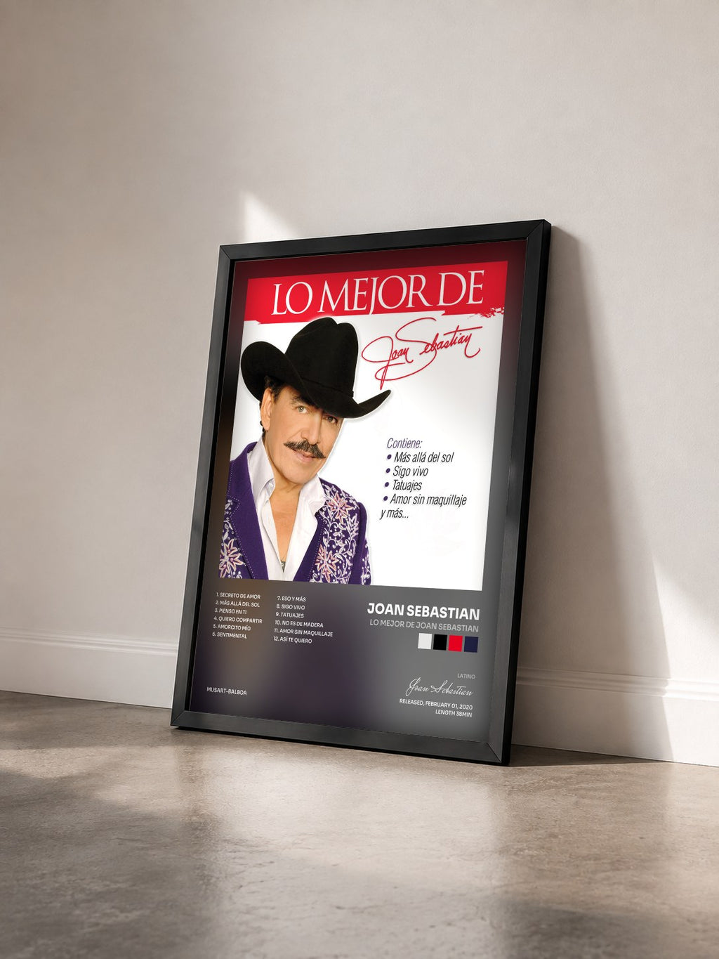 #noir Lo Mejor De Joan Sebastian von Joan Sebastian als gerahmter Kunstdruck von schräg gesehen, schwarzer Rahmen