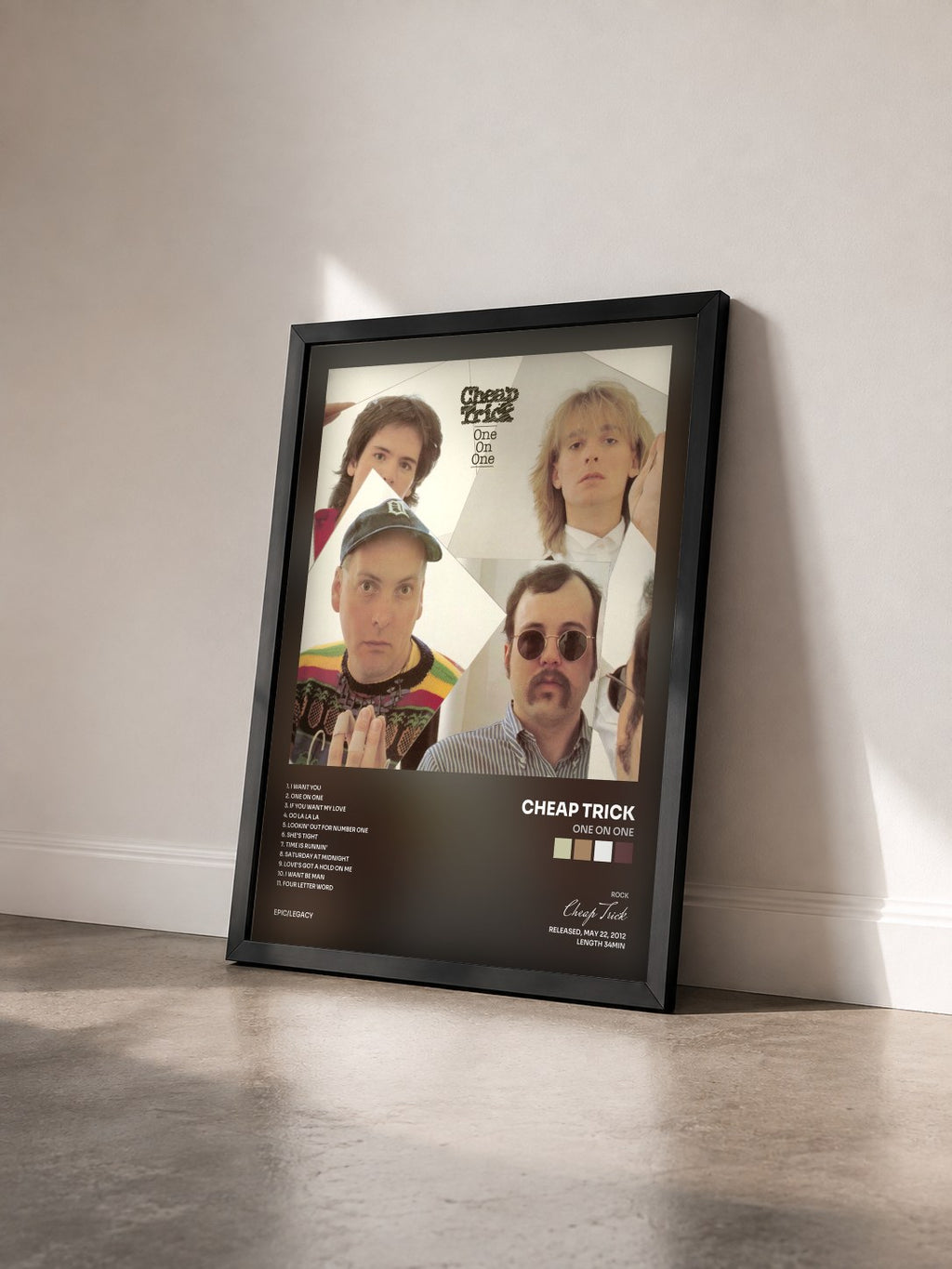 #noir Tableau de l'album One On One de Cheap Trick vu de trois quarts, cadre noir