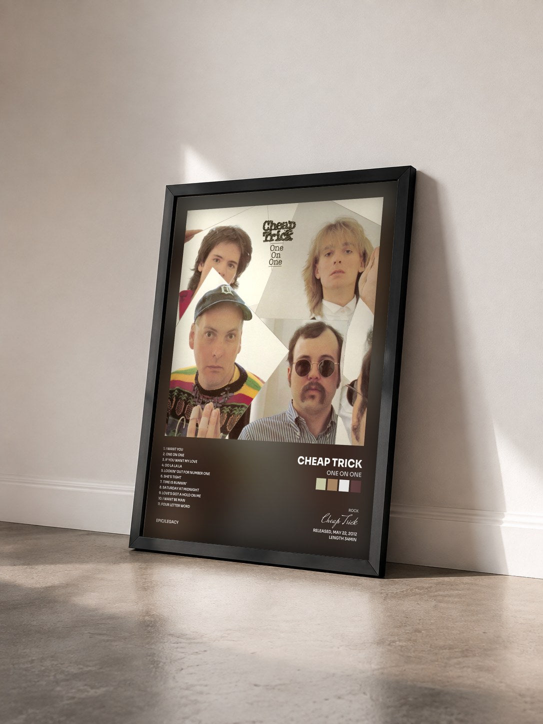 #noir Tableau de l'album One On One de Cheap Trick vu de trois quarts, cadre noir