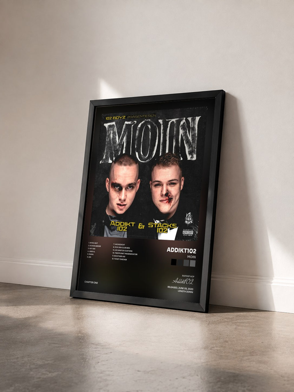 #noir Tableau de l'album MOIN de Addikt102 vu de trois quarts, cadre noir
