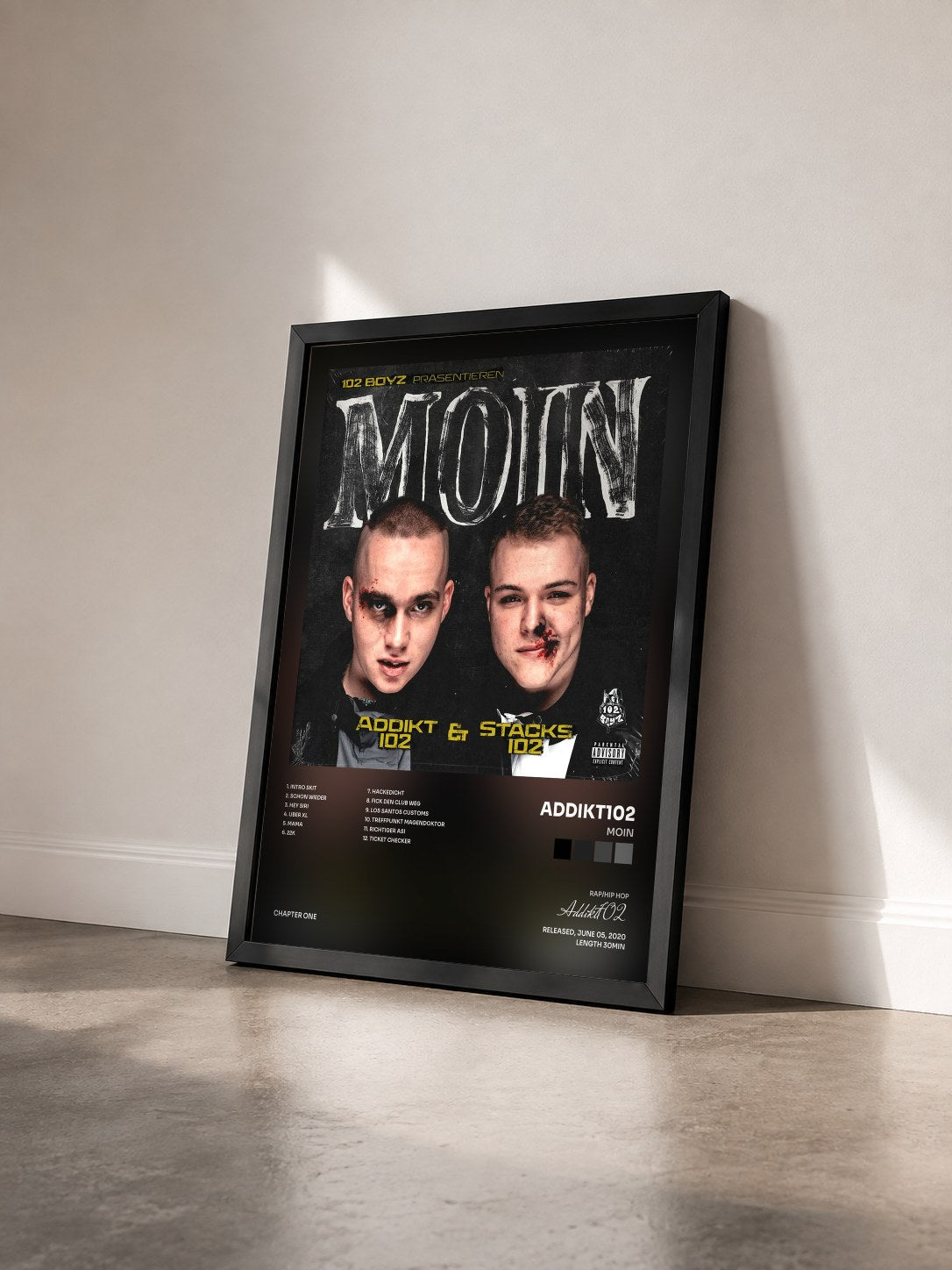 #noir Tableau de l'album MOIN de Addikt102 vu de trois quarts, cadre noir