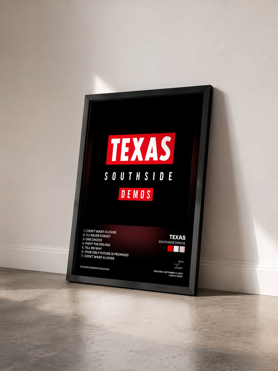 #noir Tableau de l'album Southside Demos de Texas vu de trois quarts, cadre noir