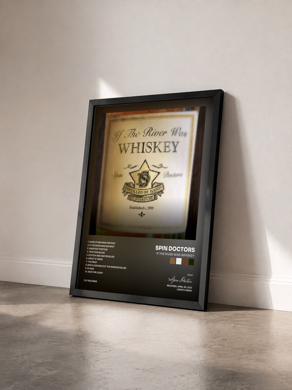 #noir Tableau de l'album If the River Was Whiskey de Spin Doctors vu de trois quarts, cadre noir