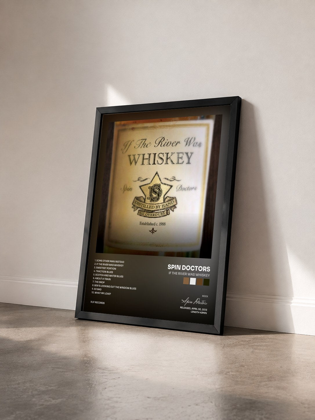 #noir Tableau de l'album If the River Was Whiskey de Spin Doctors vu de trois quarts, cadre noir