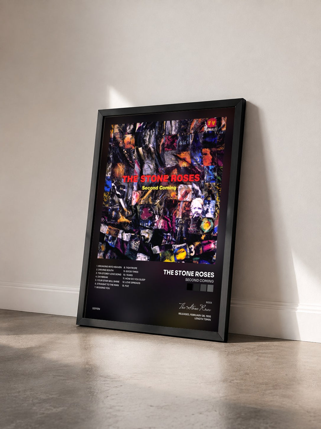 #noir Tableau de l'album Second Coming de The Stone Roses vu de trois quarts, cadre noir