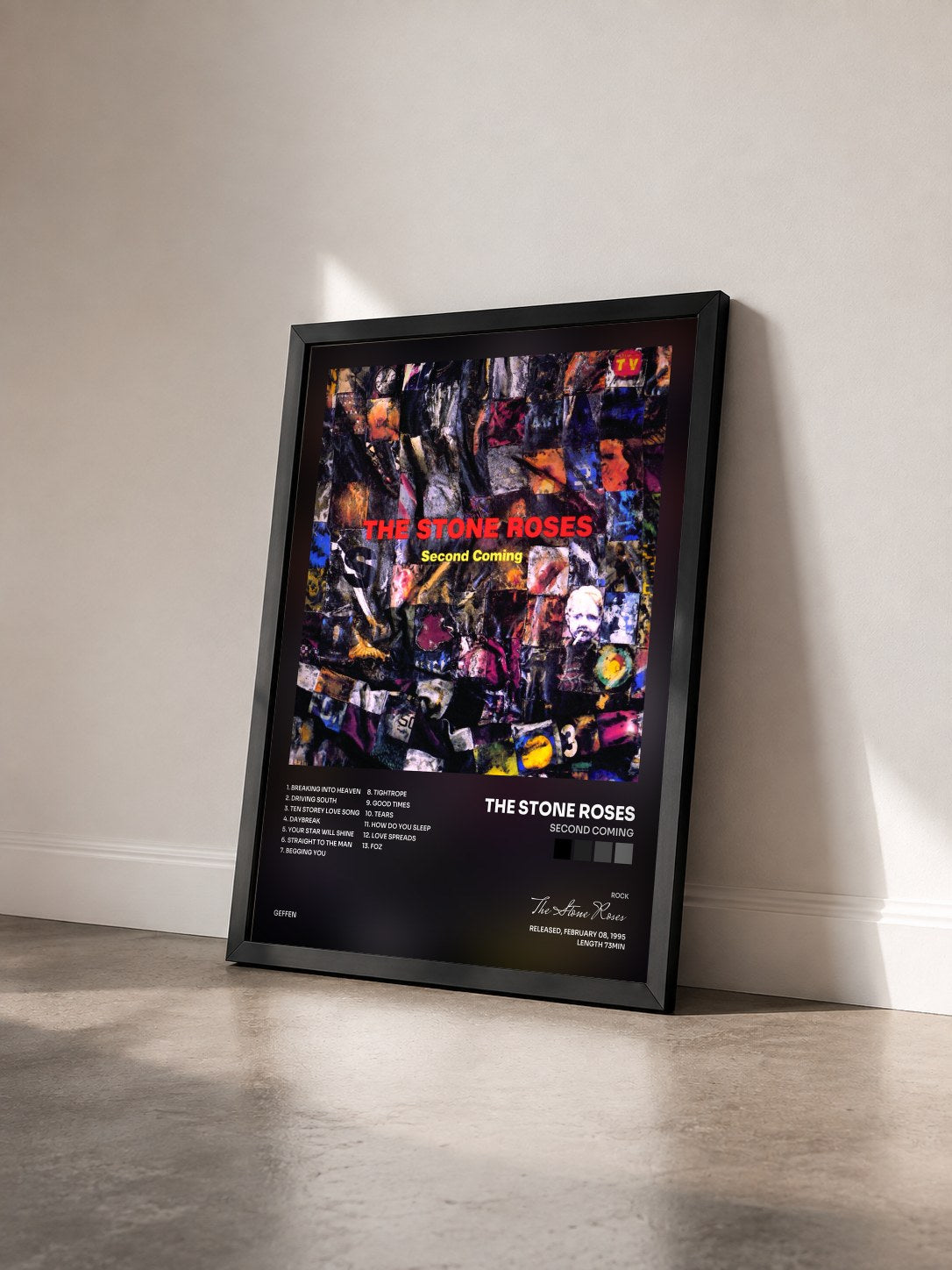 #noir Tableau de l'album Second Coming de The Stone Roses vu de trois quarts, cadre noir