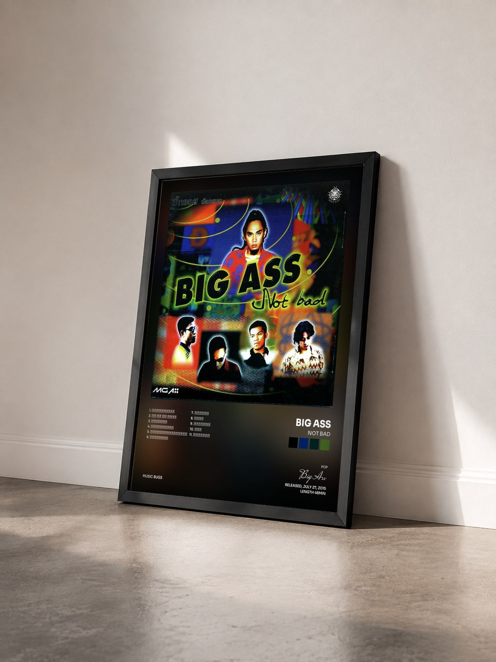 #noir Tableau de l'album Not Bad de Big Ass vu de trois quarts, cadre noir