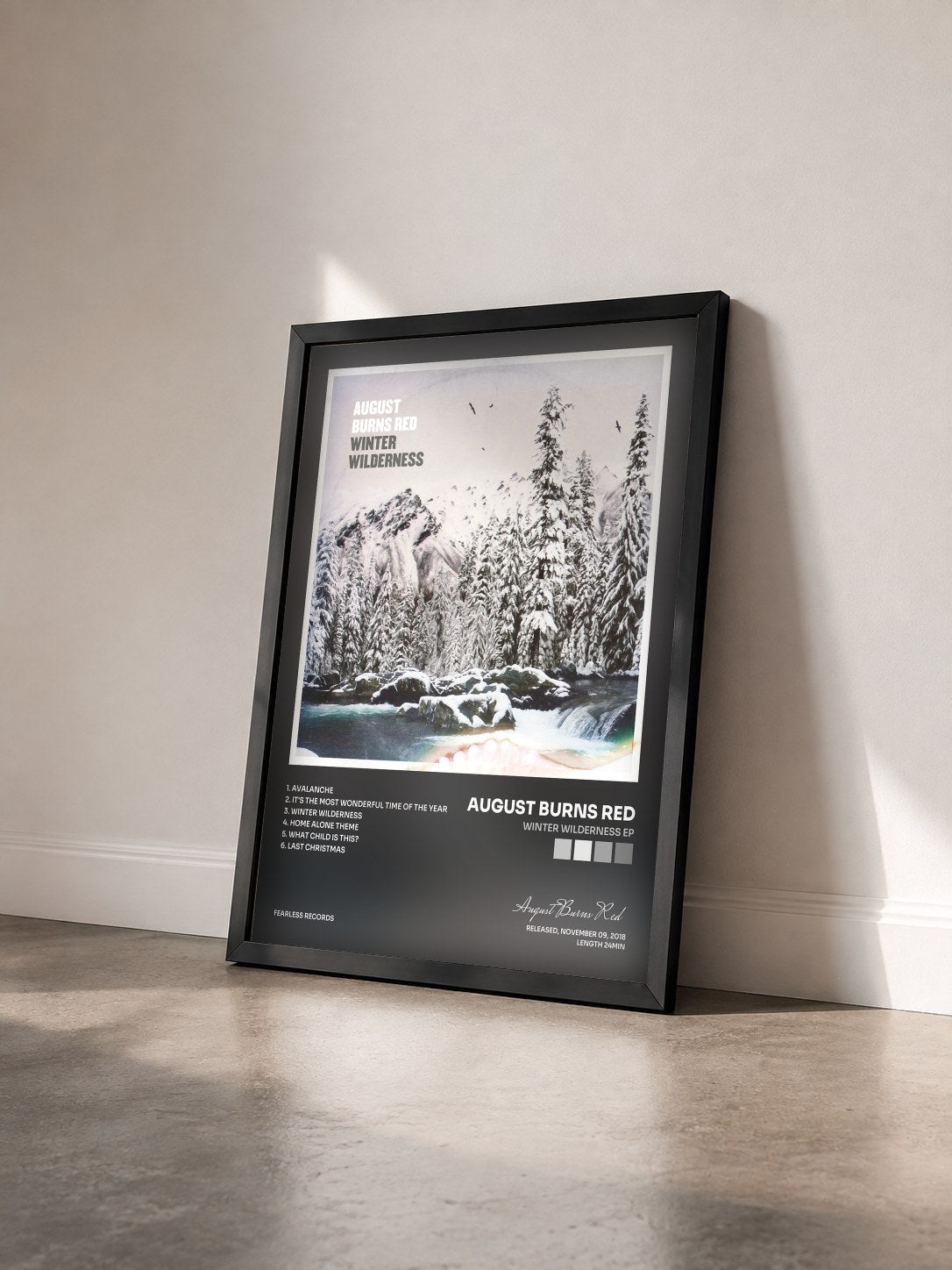 #noir Tableau de l'album Winter Wilderness EP de August Burns Red vu de trois quarts, cadre noir