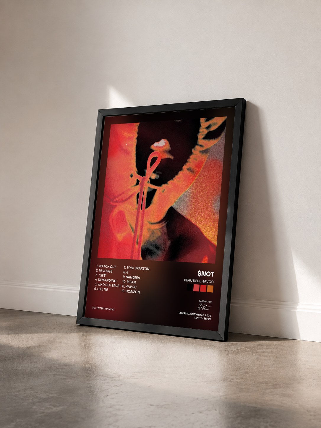 #noir Tableau de l'album Beautiful Havoc de $Not vu de trois quarts, cadre noir