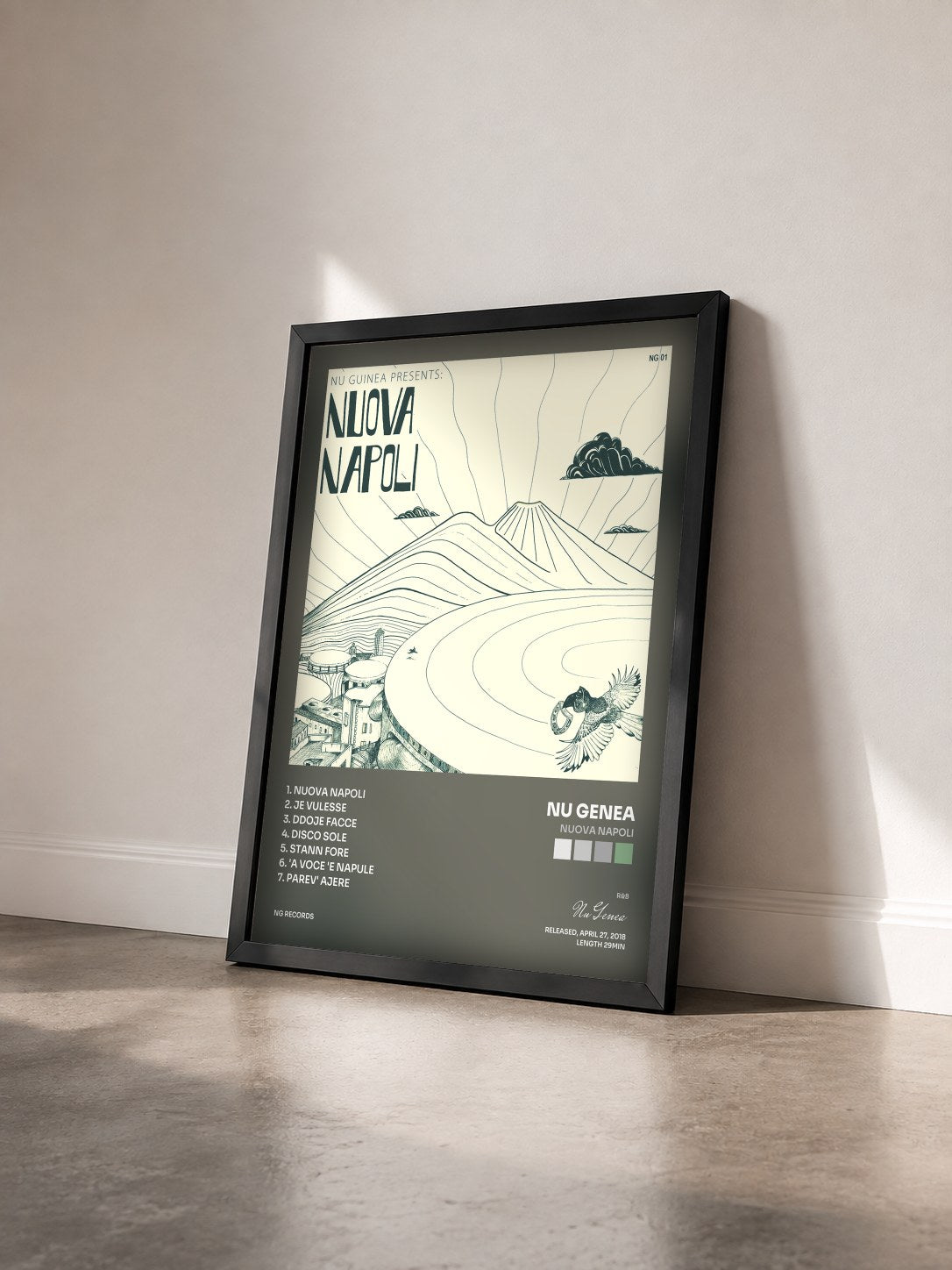 #noir Tableau de l'album Nuova Napoli de Nu Genea vu de trois quarts, cadre noir