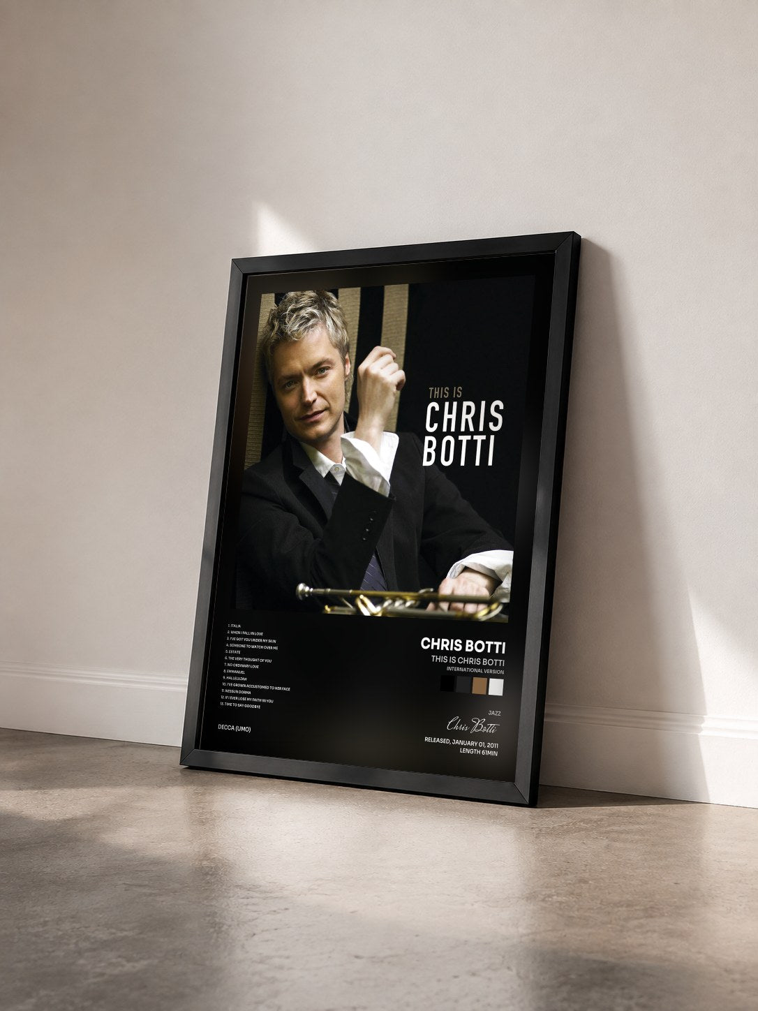 #noir Tableau de l'album This is Chris Botti (International Version) de Chris Botti vu de trois quarts, cadre noir