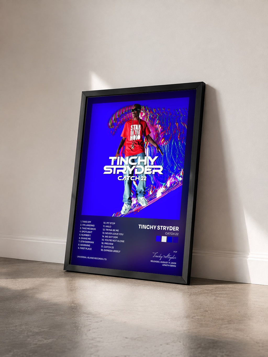 #noir Tableau de l'album Catch 22 de Tinchy Stryder vu de trois quarts, cadre noir