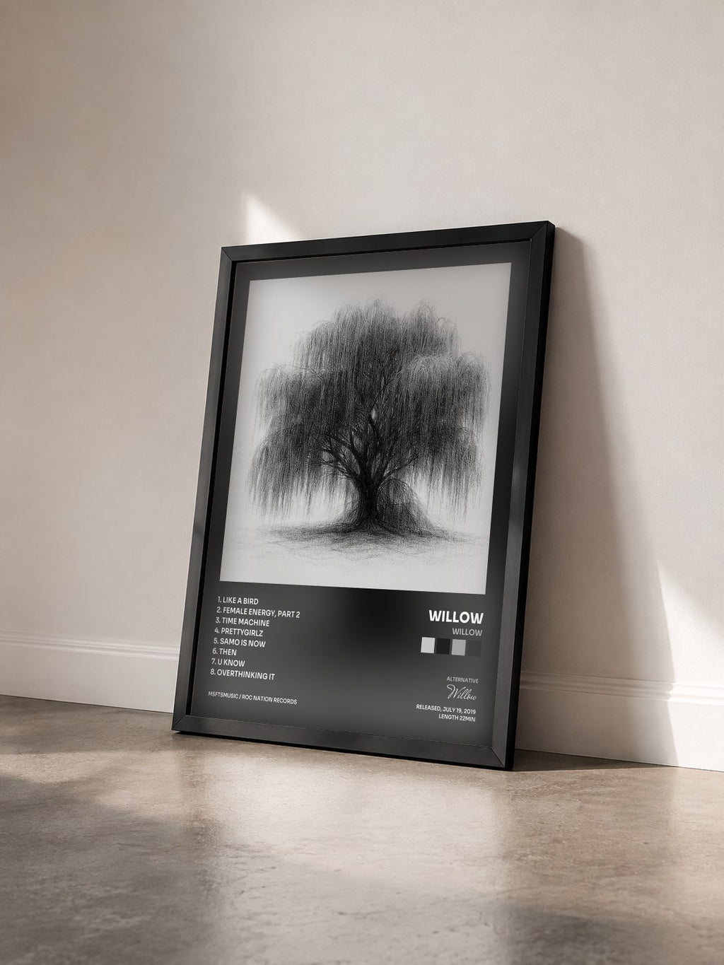 #noir Tableau de l'album WILLOW de Willow vu de trois quarts, cadre noir