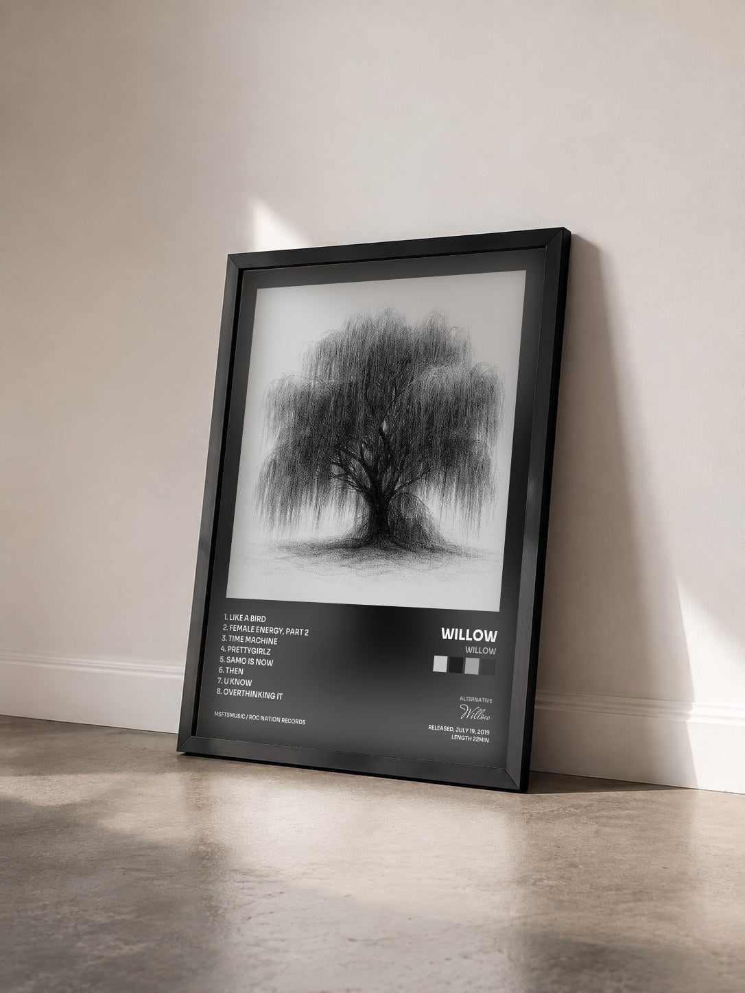 #noir Tableau de l'album WILLOW de Willow vu de trois quarts, cadre noir