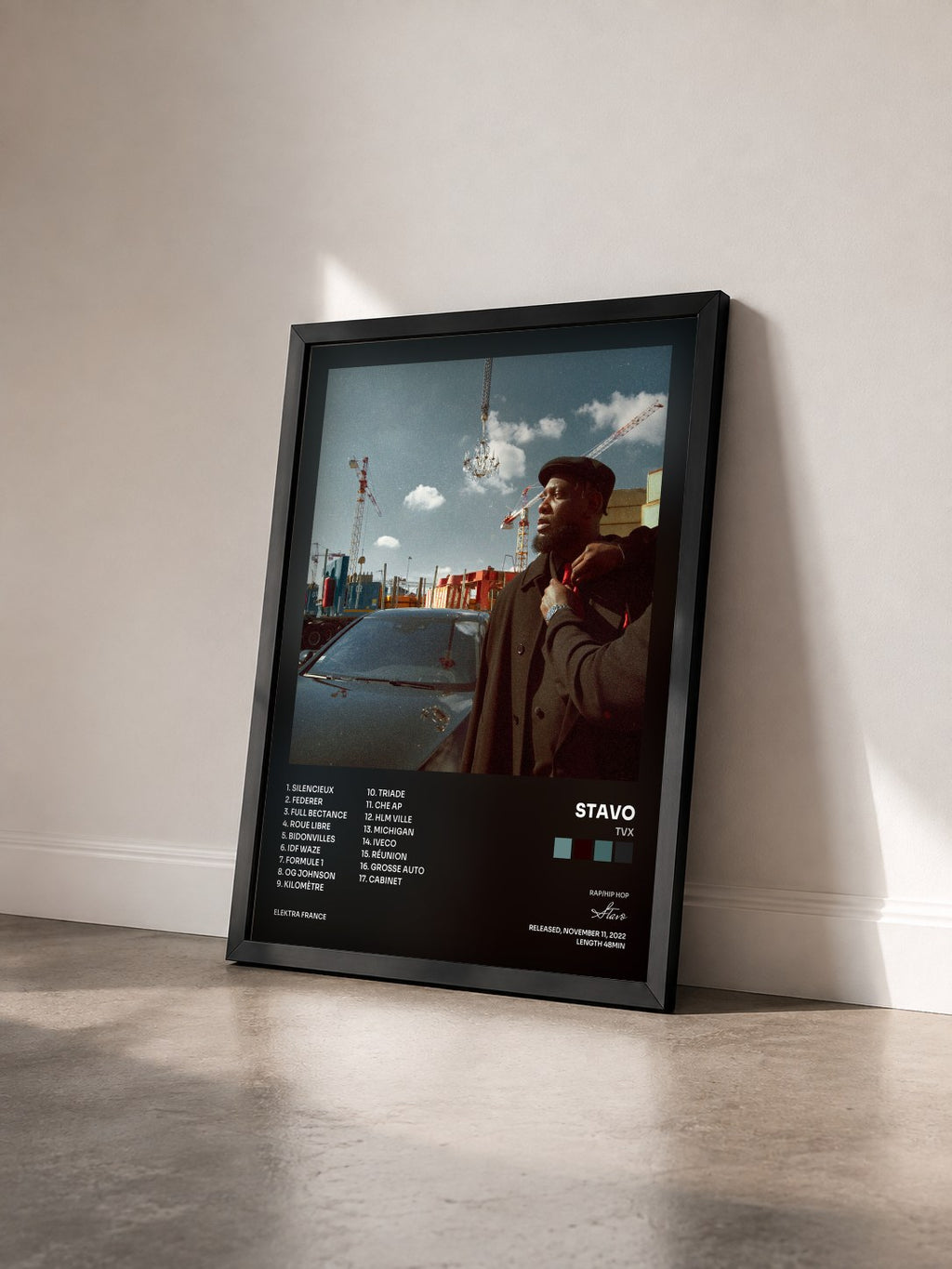 #noir Tableau de l'album TVX de Stavo vu de trois quarts, cadre noir
