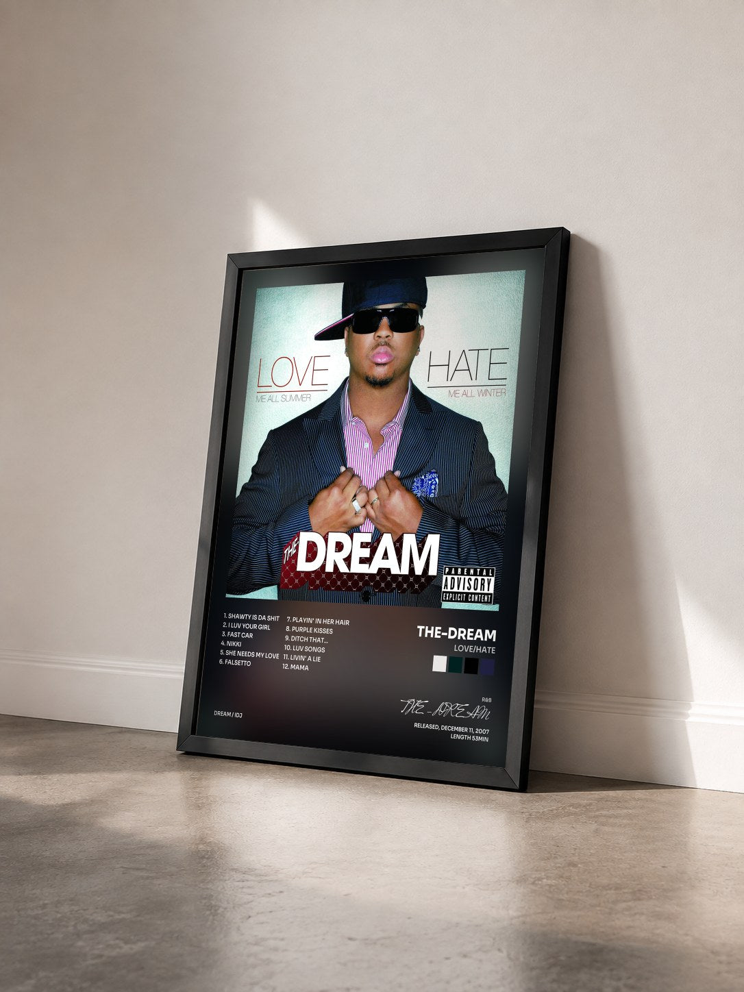 #noir Tableau de l'album Love/Hate de THE-DREAM vu de trois quarts, cadre noir