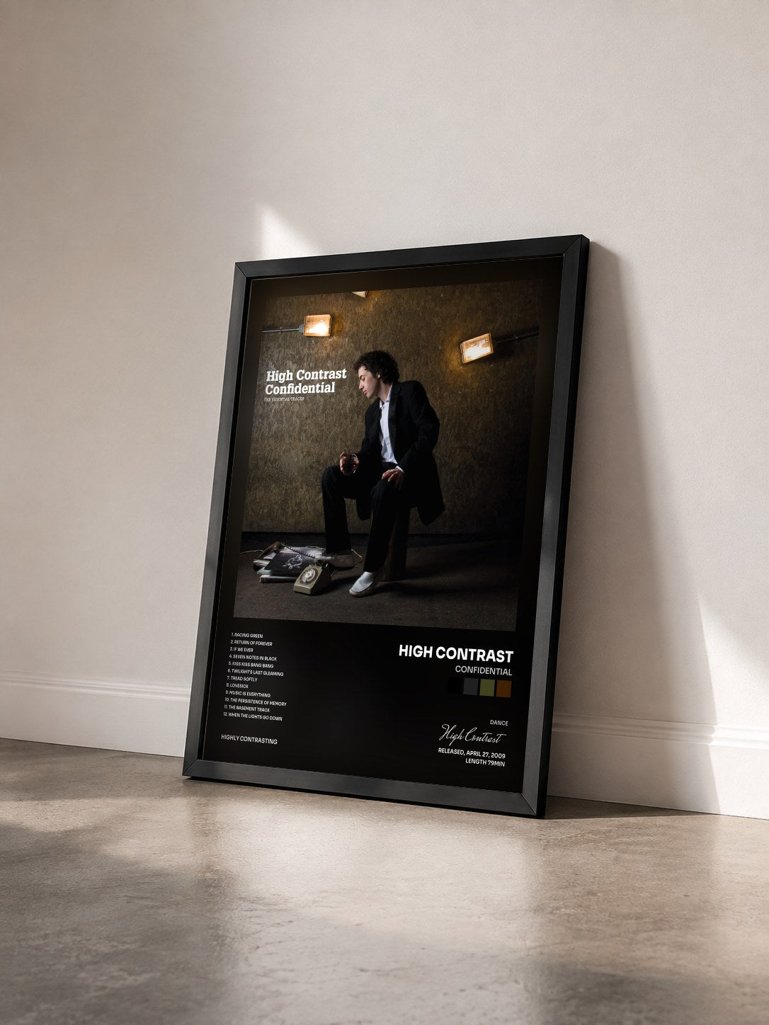 #noir Tableau de l'album Confidential de High Contrast vu de trois quarts, cadre noir
