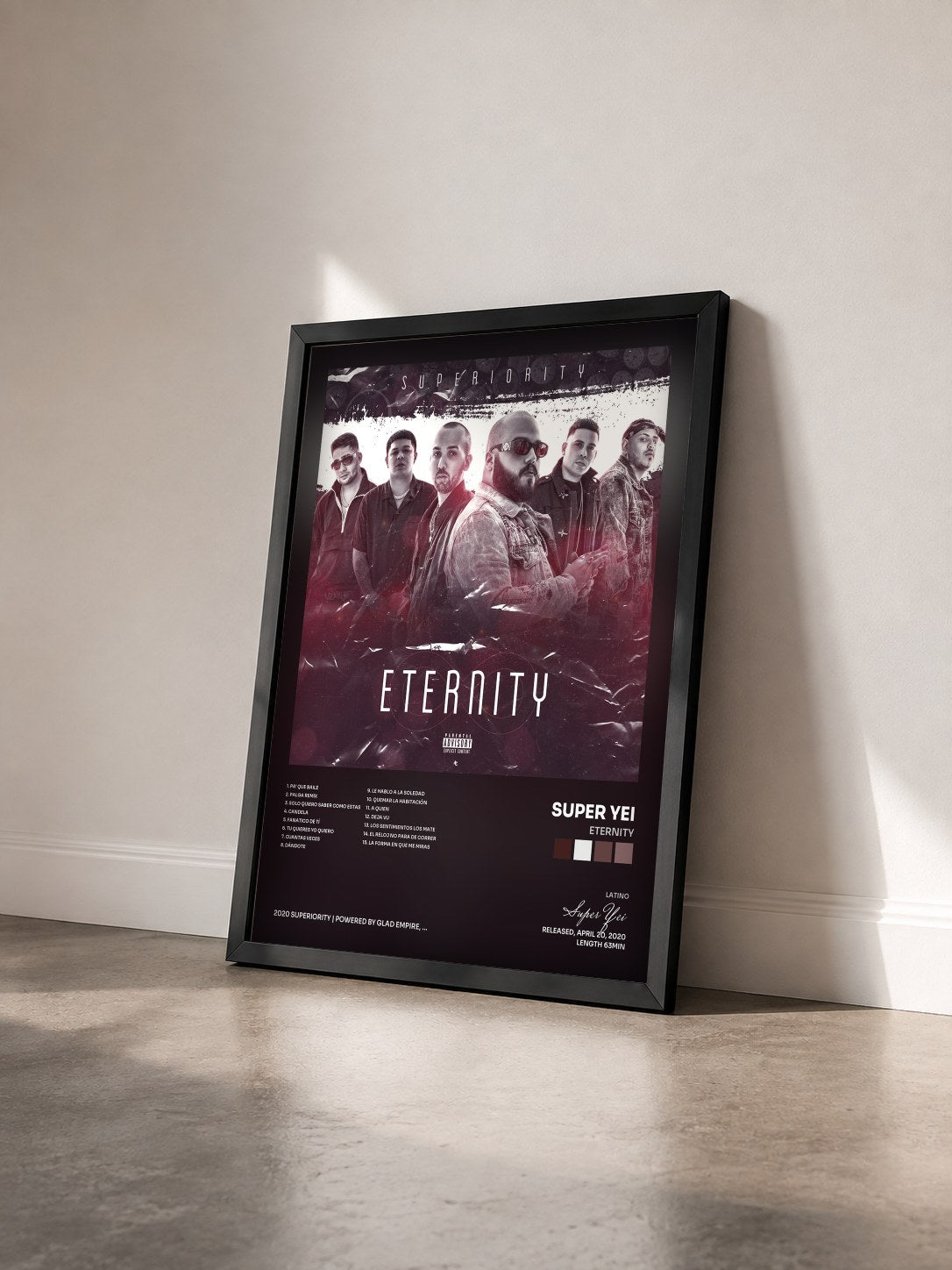 #noir Tableau de l'album Eternity de Super Yei vu de trois quarts, cadre noir