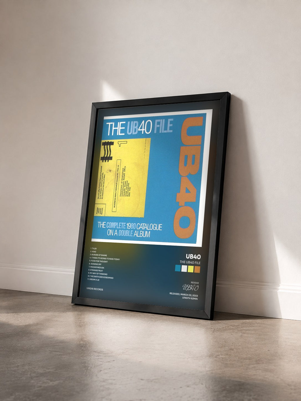 #noir Tableau de l'album The UB40 File de UB40 vu de trois quarts, cadre noir