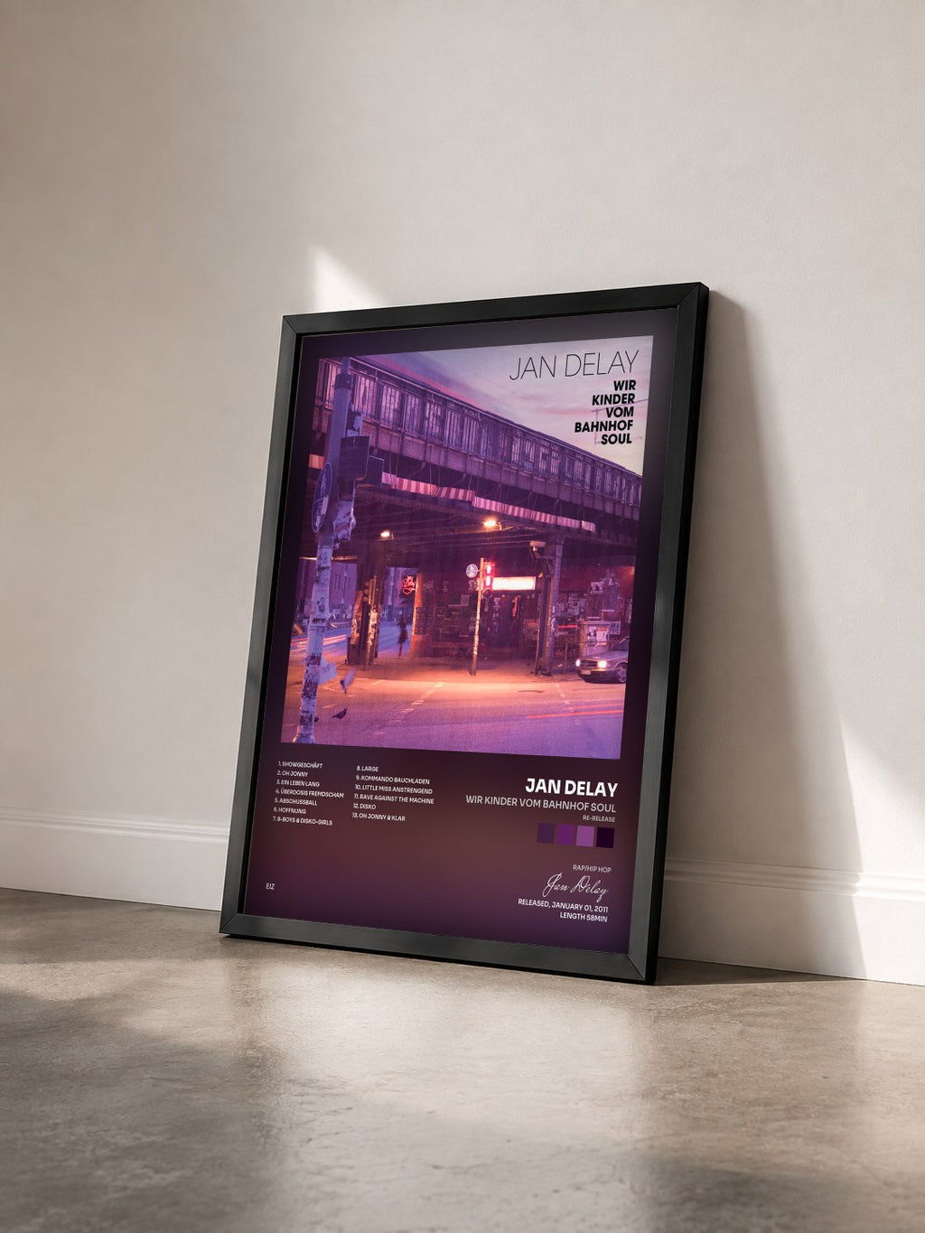 #noir Wir Kinder vom Bahnhof Soul (Re-Release) von Jan Delay als gerahmter Kunstdruck von schräg gesehen, schwarzer Rahmen