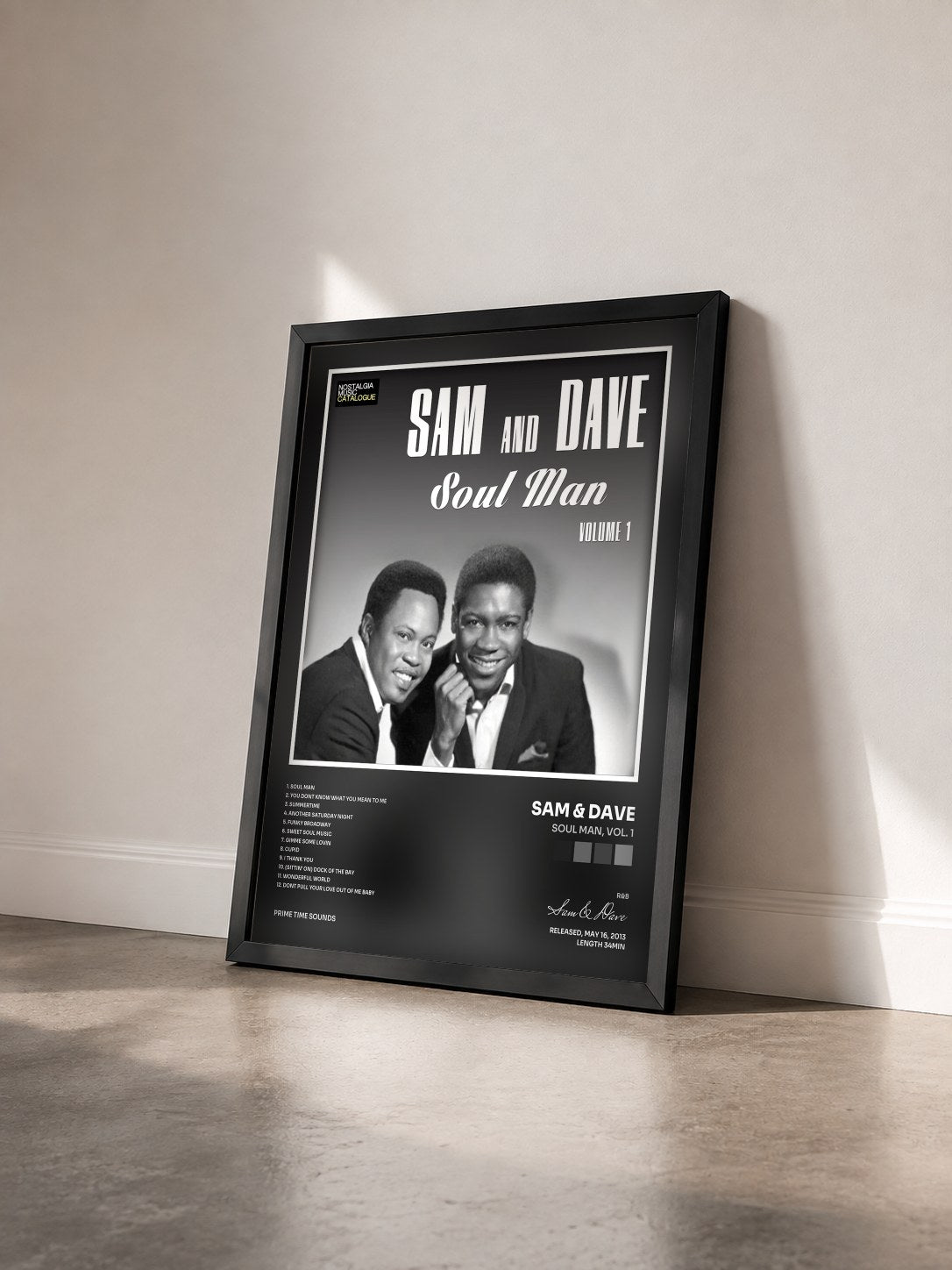 #noir Tableau de l'album Soul Man, Vol. 1 de Sam & Dave vu de trois quarts, cadre noir