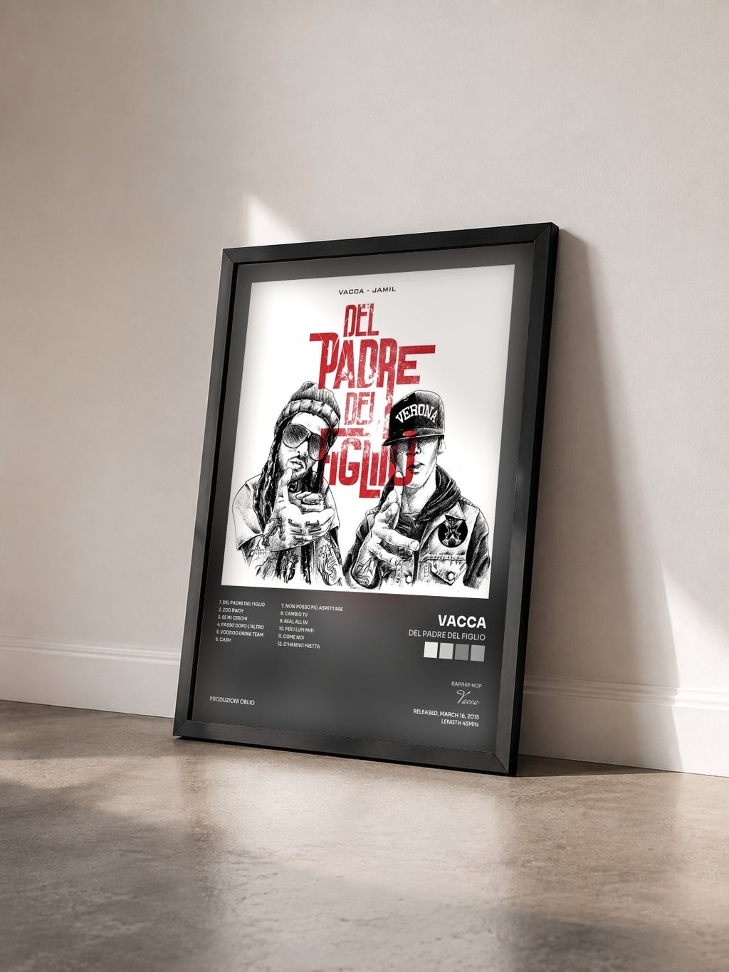 #noir Tableau de l'album Del Padre Del Figlio de Vacca vu de trois quarts, cadre noir