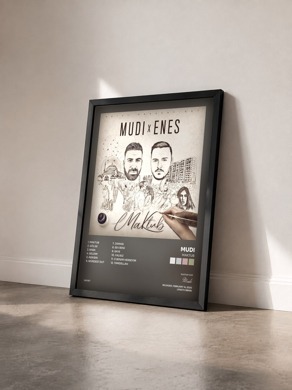 #noir Tableau de l'album Maktub de Mudi vu de trois quarts, cadre noir