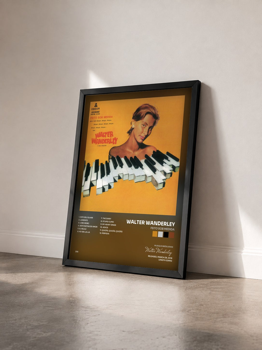 #noir Tableau de l'album Feito Sob Medida de Walter Wanderley vu de trois quarts, cadre noir