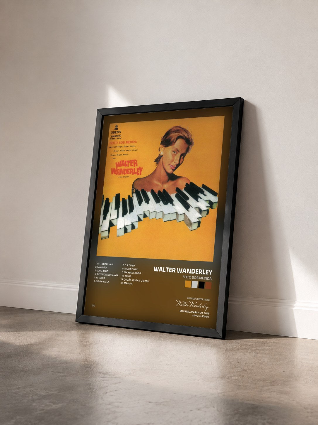 #noir Tableau de l'album Feito Sob Medida de Walter Wanderley vu de trois quarts, cadre noir