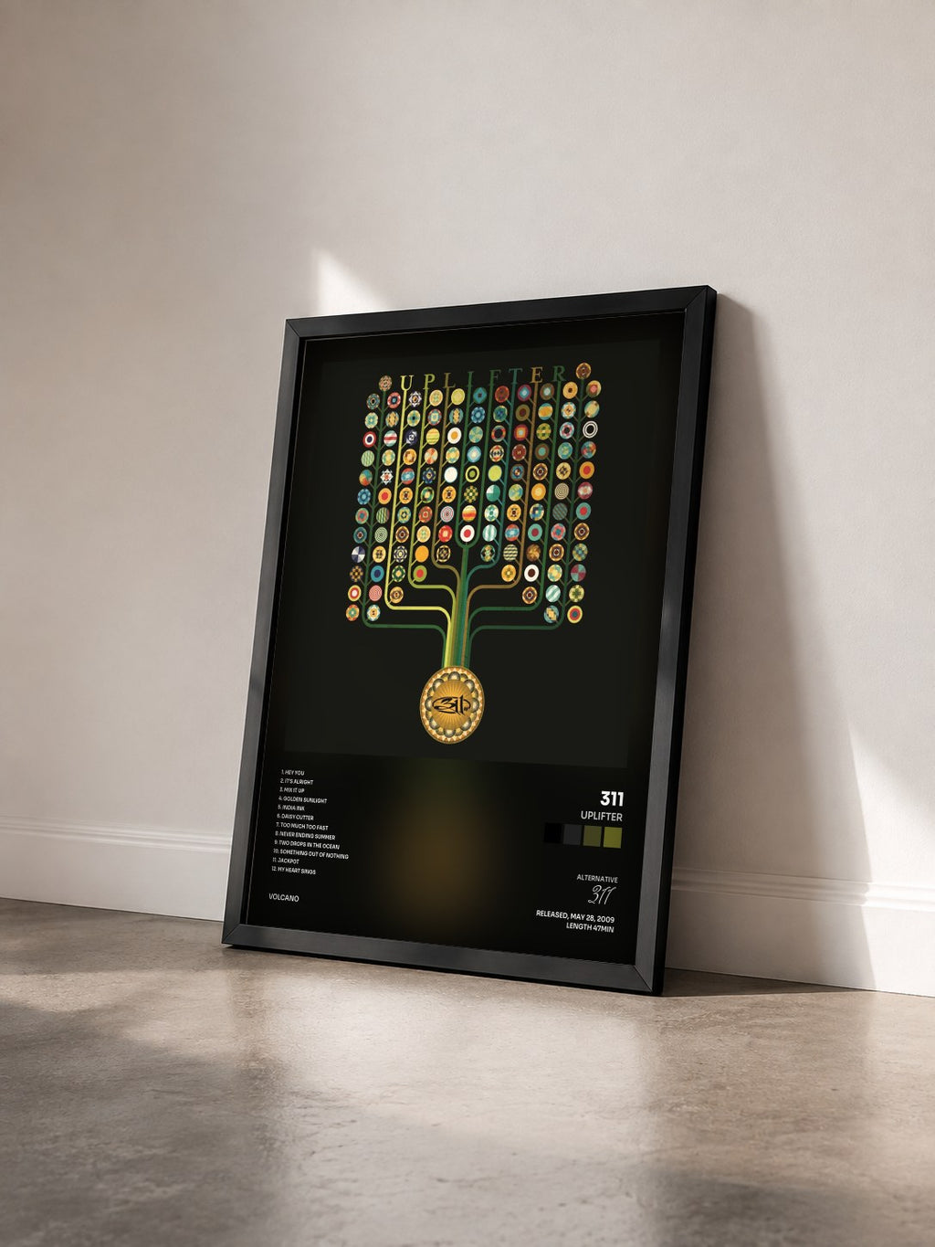 #noir Tableau de l'album Uplifter de 311 vu de trois quarts, cadre noir