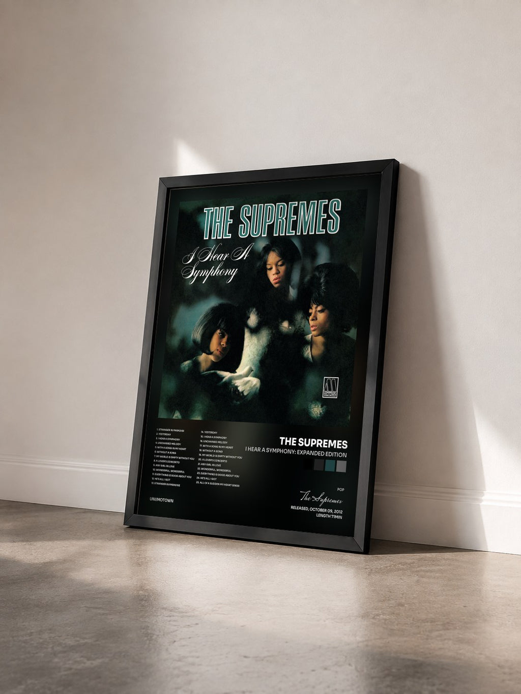 #noir Tableau de l'album I Hear A Symphony: Expanded Edition de The Supremes vu de trois quarts, cadre noir