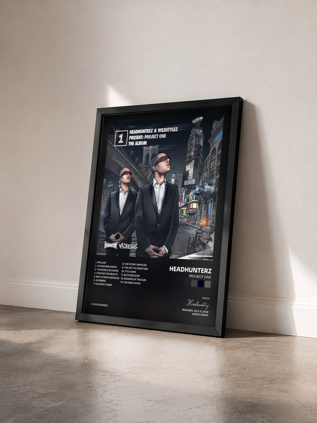 #noir Tableau de l'album Project One de Headhunterz vu de trois quarts, cadre noir