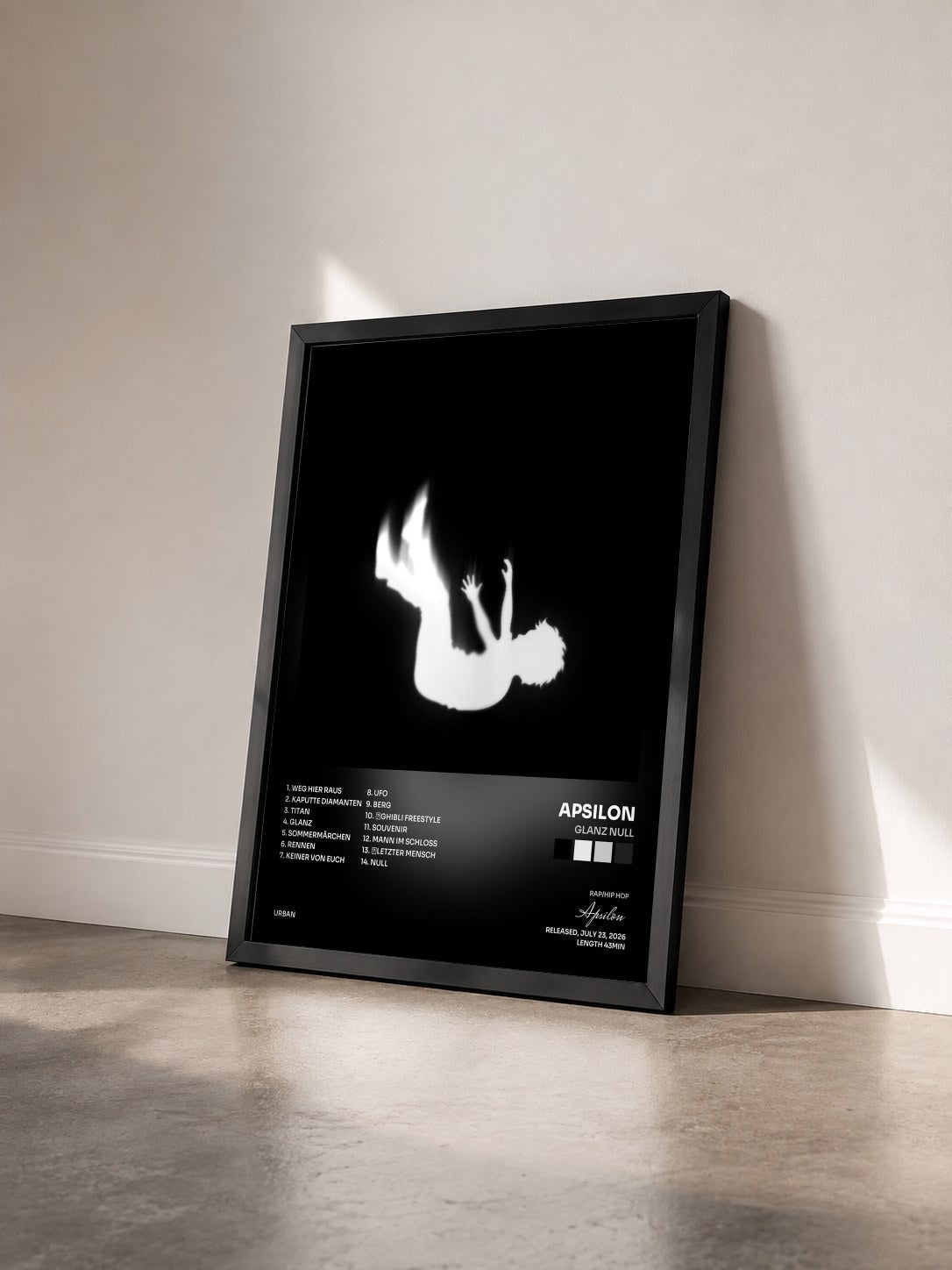 #noir Tableau de l'album Glanz Null de Apsilon vu de trois quarts, cadre noir