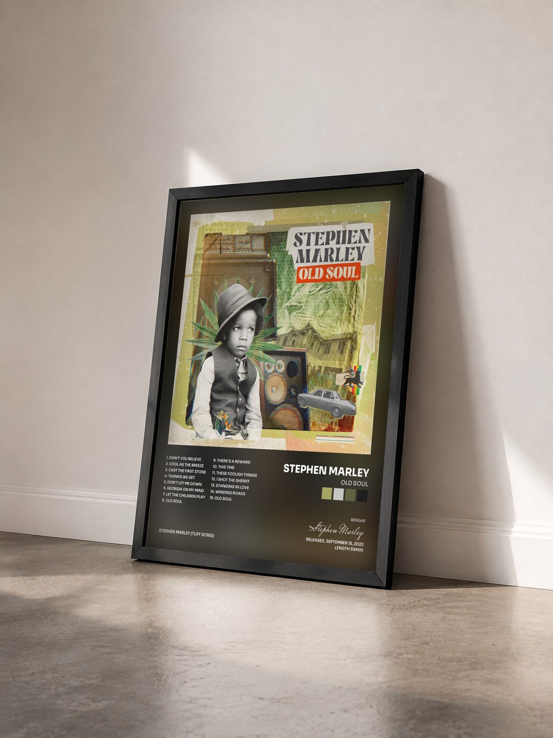 #noir Tableau de l'album Old Soul de Stephen Marley vu de trois quarts, cadre noir