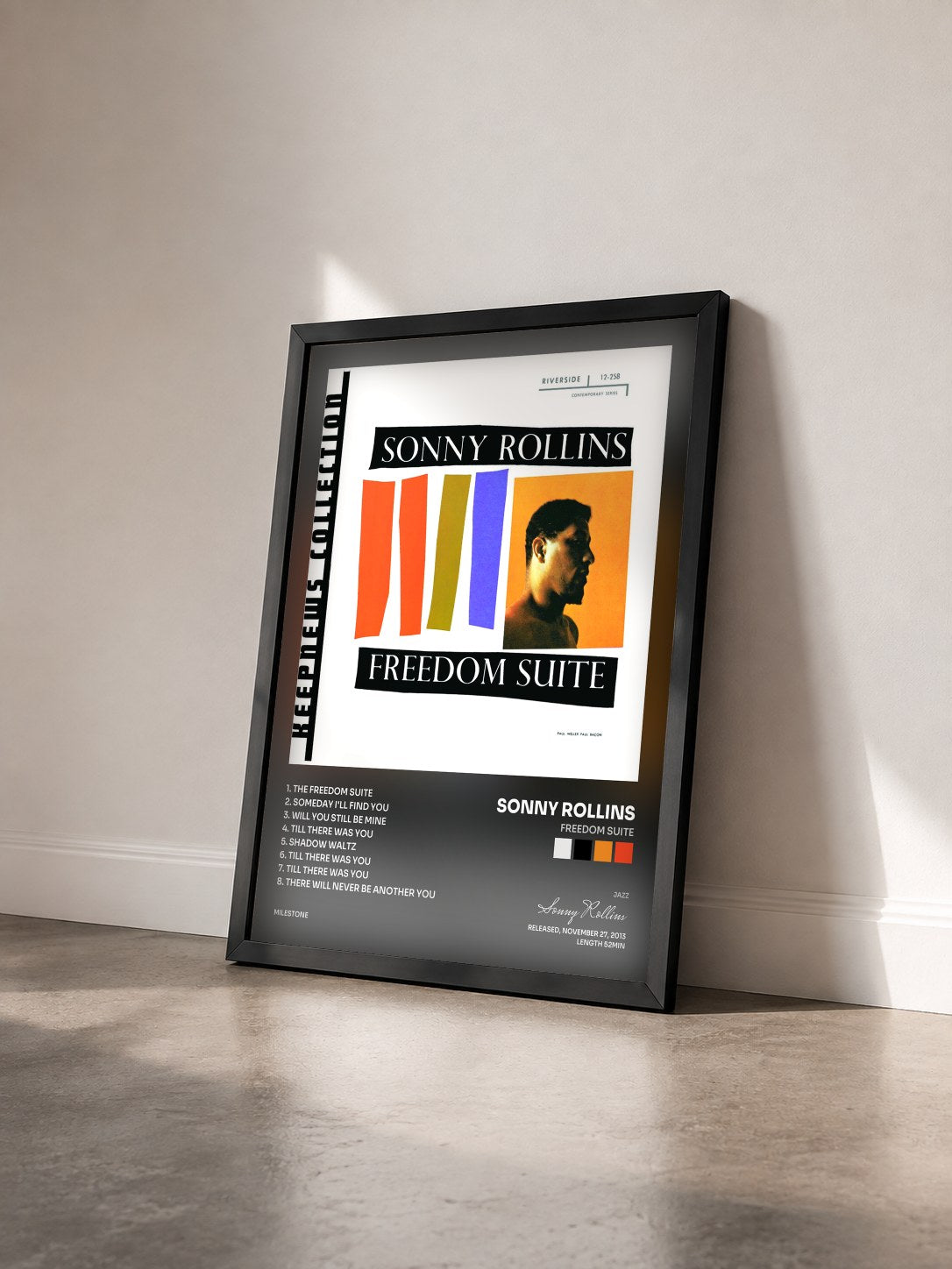 #noir Tableau de l'album Freedom Suite de Sonny Rollins vu de trois quarts, cadre noir