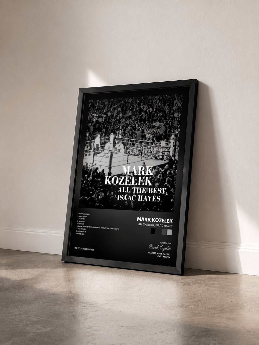 #noir Tableau de l'album All the Best, Isaac Hayes de Mark Kozelek vu de trois quarts, cadre noir