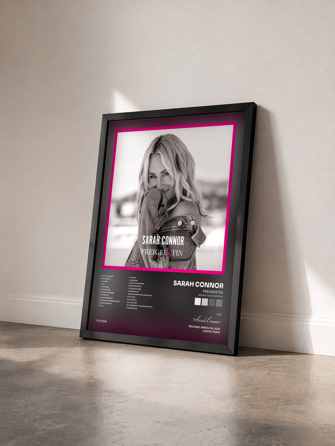 #noir Tableau de l'album Freigeistin (Special Deluxe Edition) de Sarah Connor vu de trois quarts, cadre noir