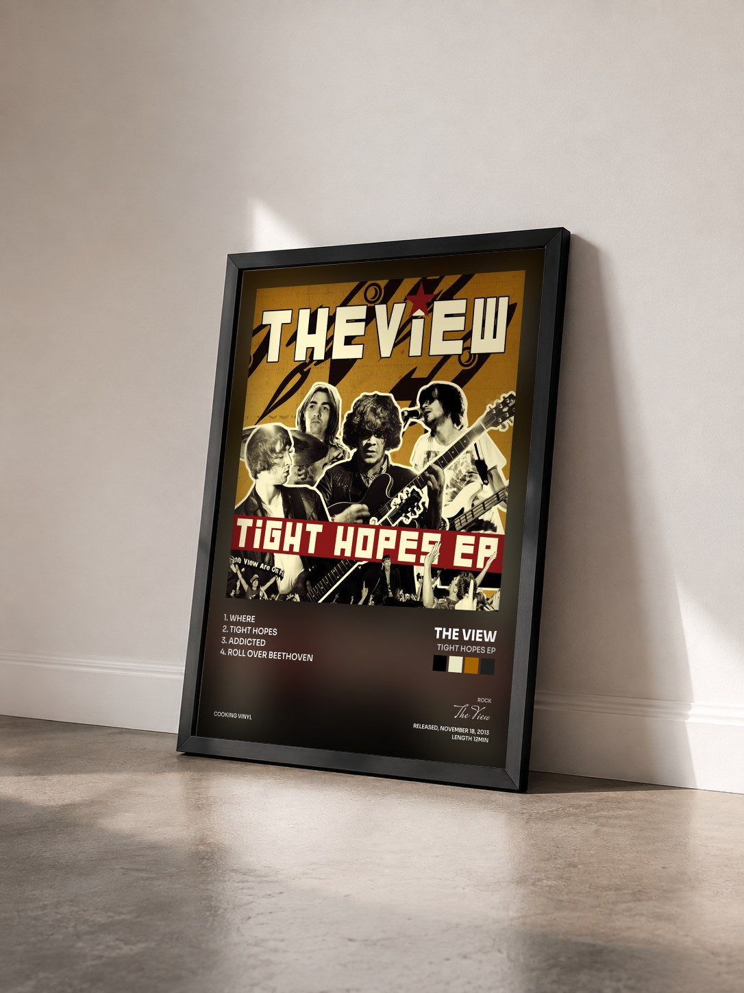 #noir Tableau de l'album Tight Hopes EP de The View vu de trois quarts, cadre noir