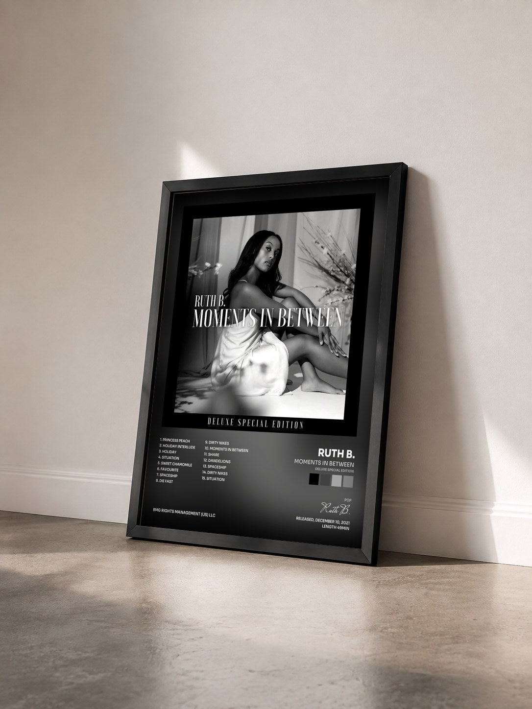 #noir Tableau de l'album Moments in Between (Deluxe Special Edition) de Ruth B. vu de trois quarts, cadre noir