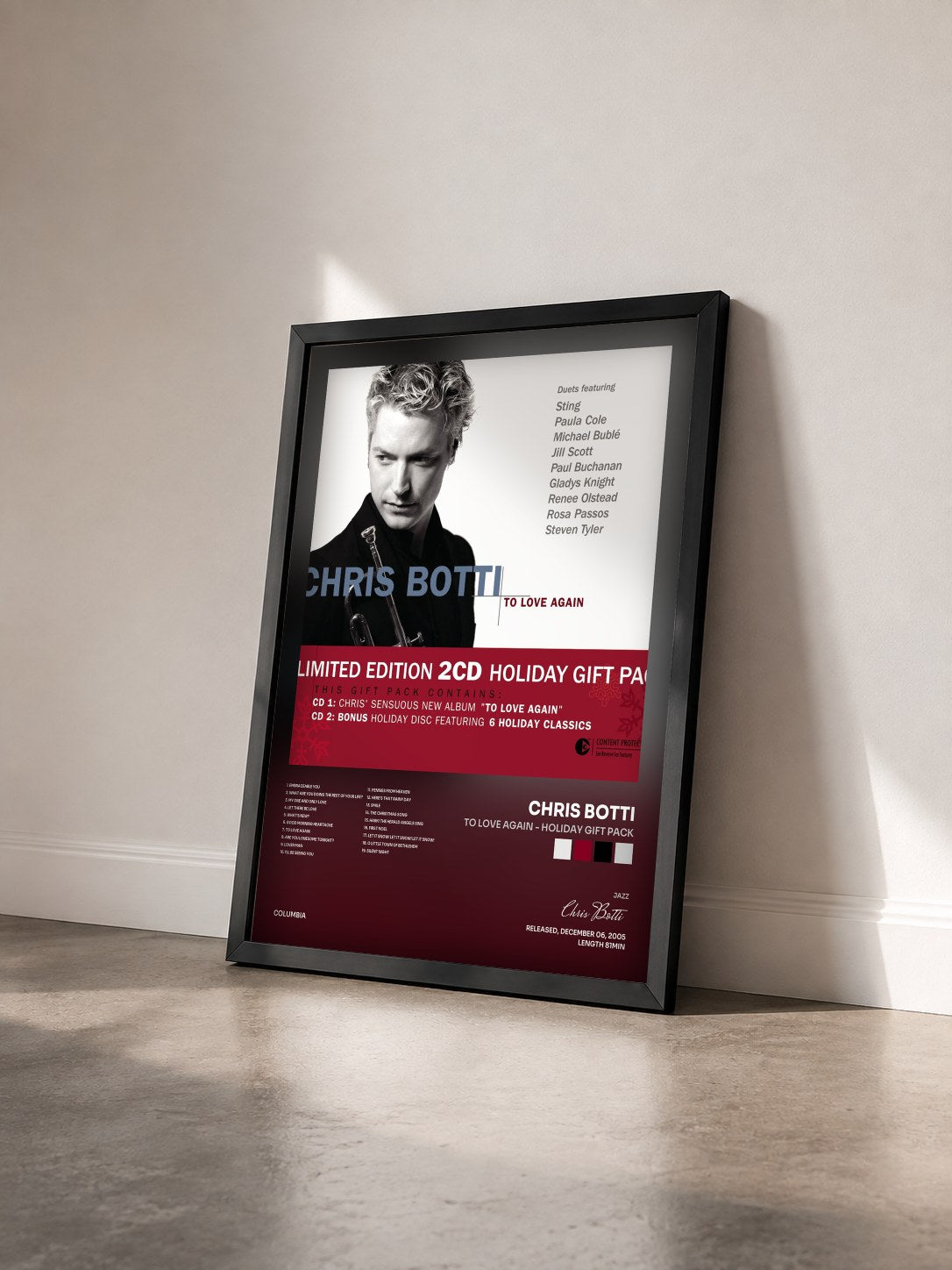 #noir Tableau de l'album To Love Again - Holiday Gift Pack de Chris Botti vu de trois quarts, cadre noir